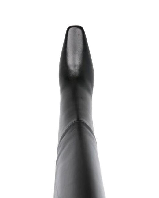 Saint Laurent Black Square Toe Leather Boots