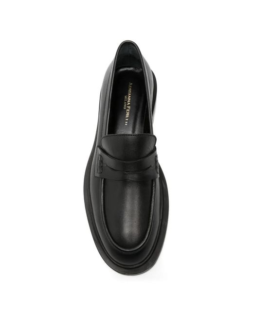 ADRIANNA FERETTI Black Penny-Strap Loafers