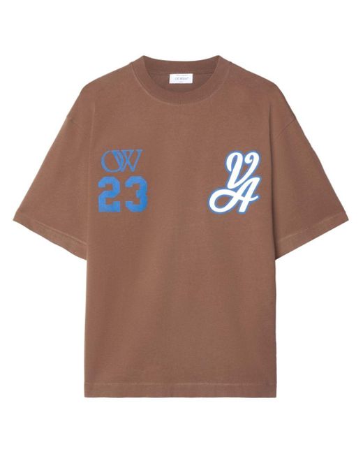 Off-White c/o Virgil Abloh Brown 23 Varsity Skate Cotton T-shirt for men