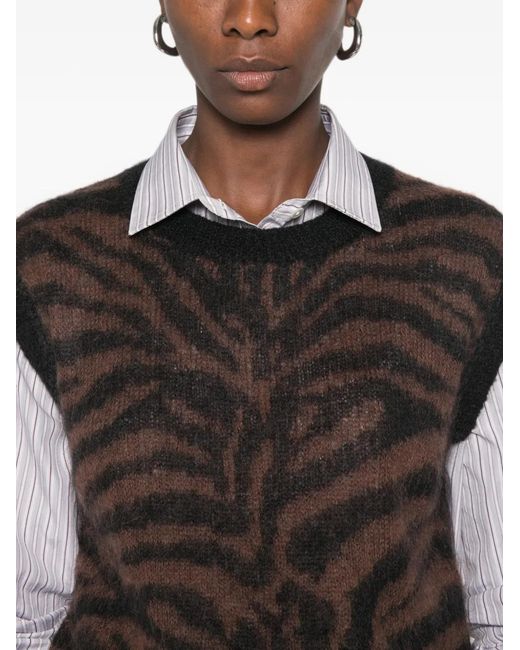 P.A.R.O.S.H. Black Zebra-Pattern Knitted Vest