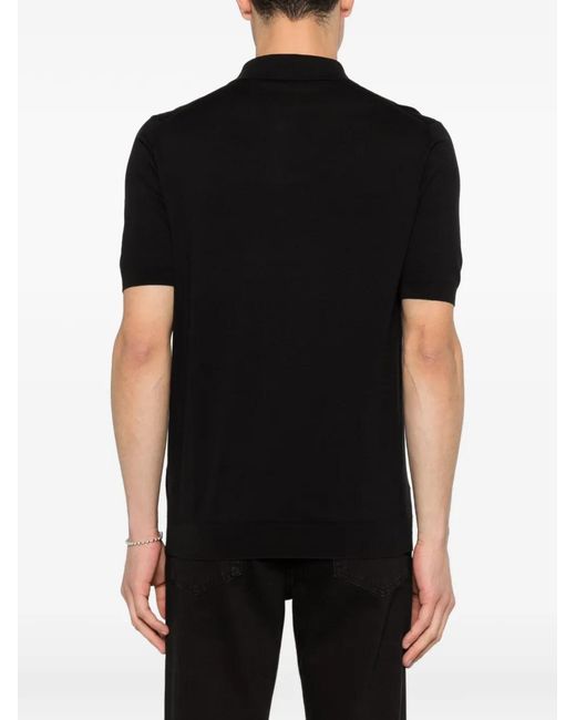 Fedeli Black Buttoned Polo Shirt for men