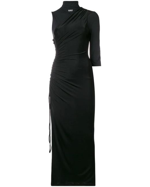 Off-White c/o Virgil Abloh Black Asymmetric-Sleeve Midi Dress