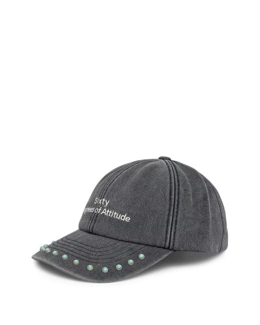 Miss Sixty Gray Stud-Embellished Baseball Cap