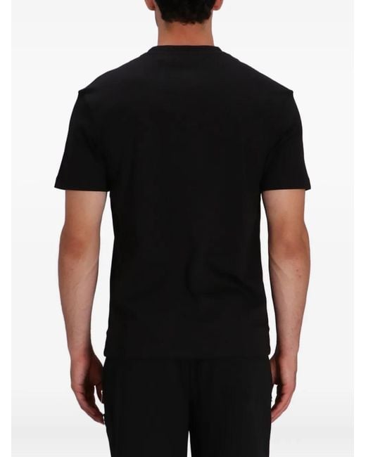HUGO Black Logo-Patch Cotton T-Shirt for men