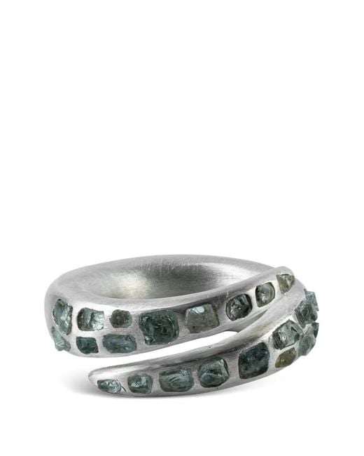 Parts Of 4 Gray Split Mountain Aquamarine Ring