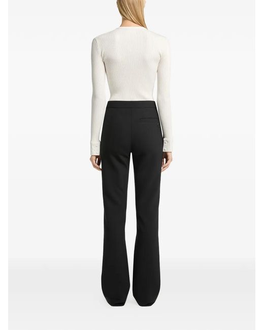 Courreges White Ribbed-Knit Vinyl-Trim Cardigan