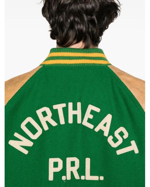 Polo Ralph Lauren Green Leather-Sleeved Varsity Jacket for men