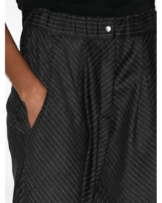 Isabel Marant Black Herringbone-Pattern Elastic-Waist Trousers