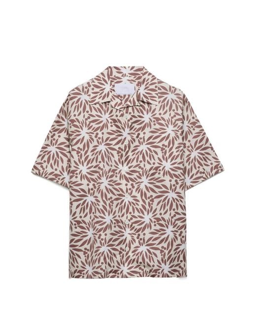 Prada Pink Printed Cotton Bowling Shirt for men
