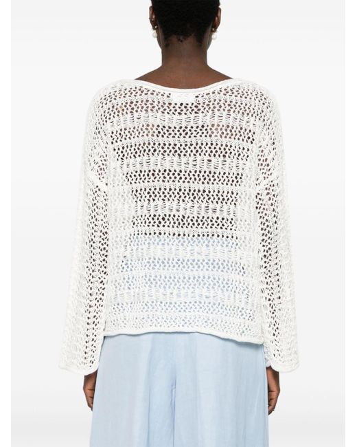 P.A.R.O.S.H. White Open-knit Long-sleeve Jumper