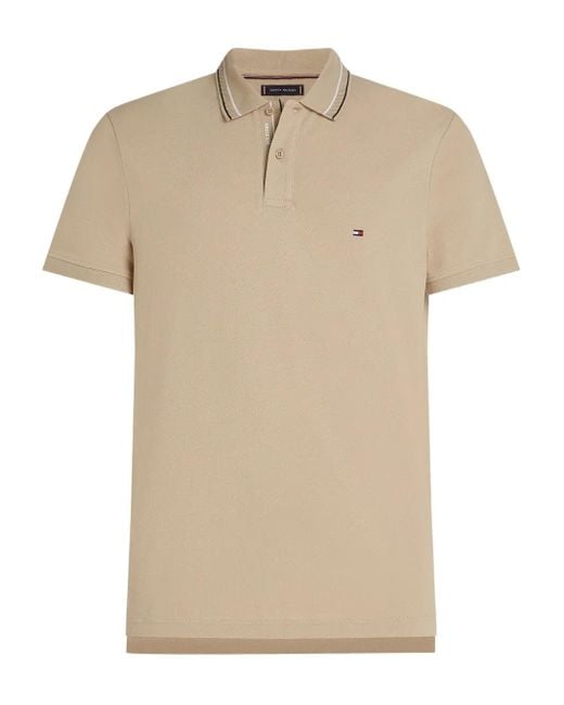 Polo Con Dettaglio A Contrasto di Tommy Hilfiger in Natural da Uomo