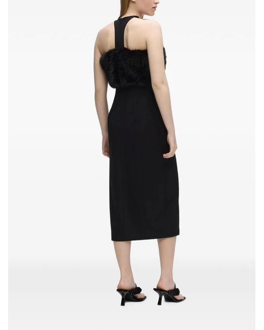 Karl Lagerfeld Black Robe Bordée De Fourrure Artificielle