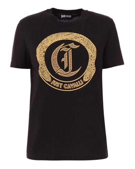 Just Cavalli Black T-Shirt Mit Logo-Verzierung