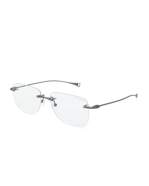 Dita Eyewear Gray Rectangle-Frame Thin-Arms Glasses