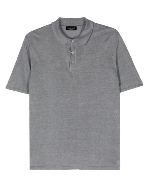 Roberto Collina Gray Short-sleeve Linen Polo Shirt for men