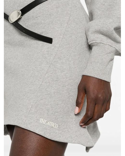The Attico Gray Cut-Out Balloon-Sleeve Mini Dress