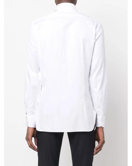 Barba Napoli White Long-Sleeve Poplin Shirt for men