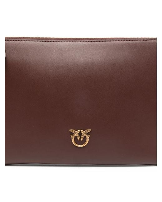 Pinko Brown Love Flat Classic Clutch