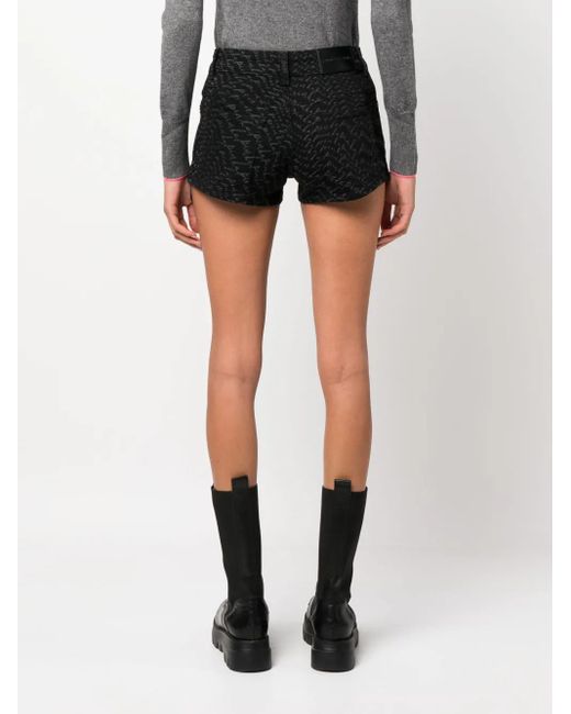 Pinko Black Logo-Print Denim Shorts
