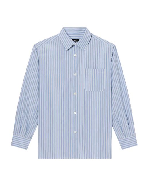 A.P.C. Blue Sela Striped Cotton Shirt