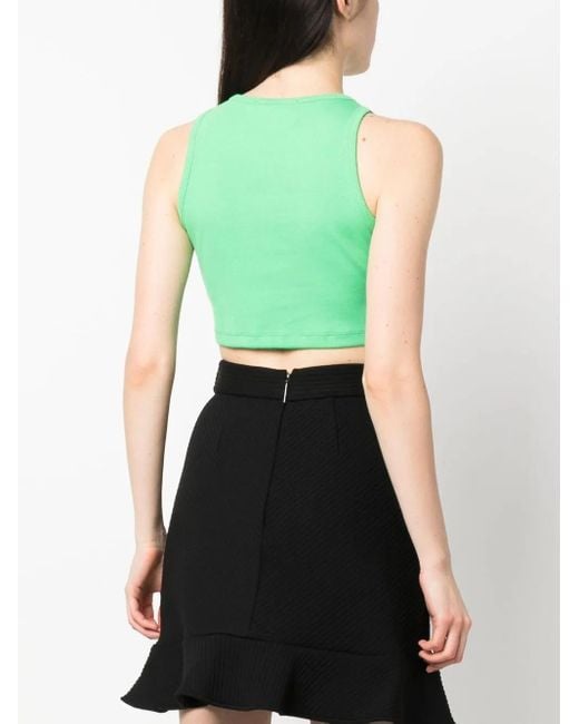 MSGM Green Logo-Print Sleeveless Top