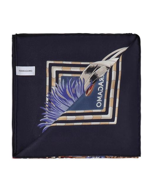 Ferragamo Blue Graphic-Pattern Scarf