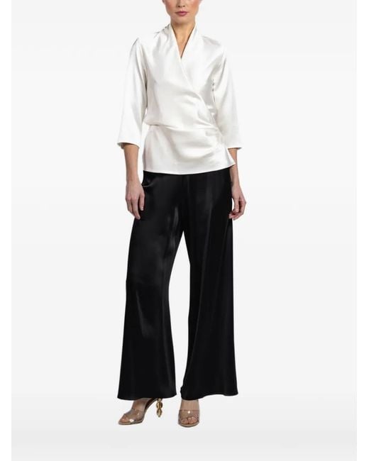Peter Cohen White Three-Quarter Wrap Blouse