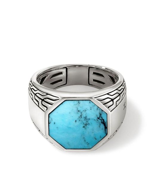 John Hardy Blue Sterling Silver Turquoise Signet Ring for men