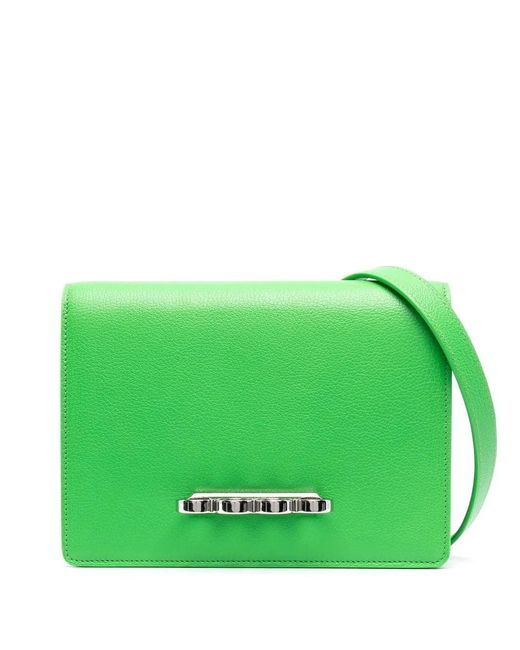 McQueen Green Four Ring Leather Shoulder Bag