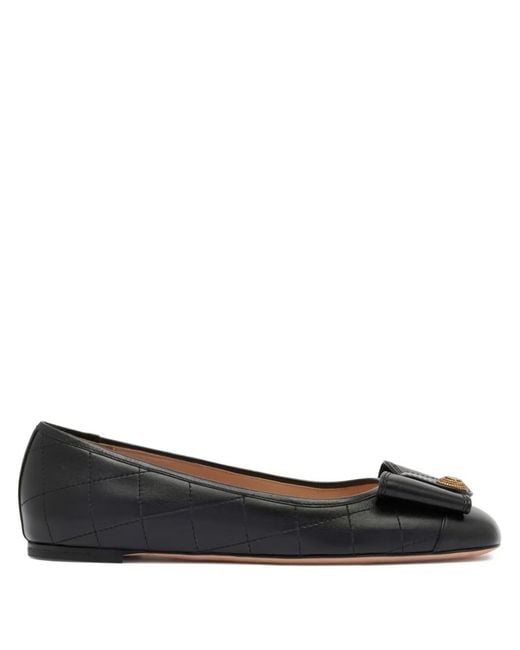 Bally Black B-Bow Quilted Leather Ballet Flats