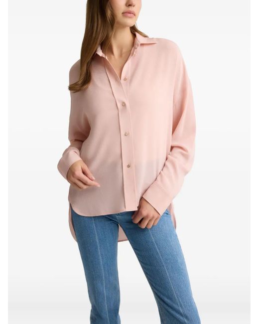 St. John Pink Sharon Long-Sleeves Blouse