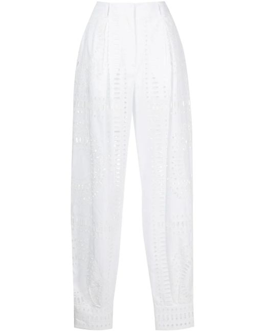 Alberta Ferretti White Cut Out-Detail High-Waisted Trousers