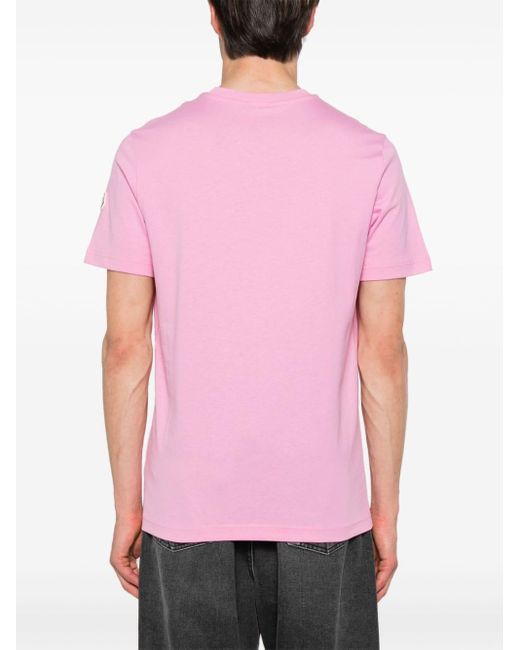 Moncler Pink Logo-print Cotton T-shirt for men