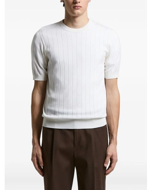 Peserico White Ribbed Short-Sleeve T-Shirt for men