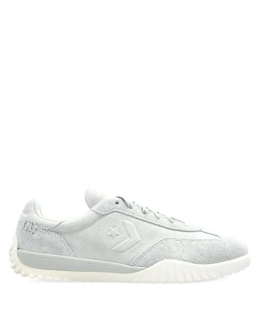 Converse White Run Star Suede Lace-Up Sneakers