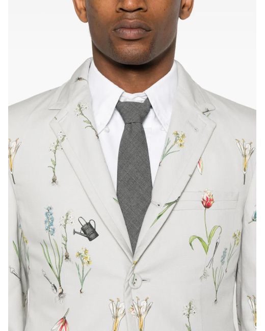 Thom Browne White Single-Breasted Blazer for men