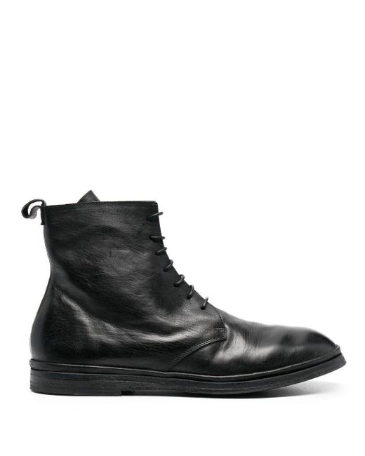 Moma Crinkled Laceup Ankle Boots in Black for Men Lyst Canada