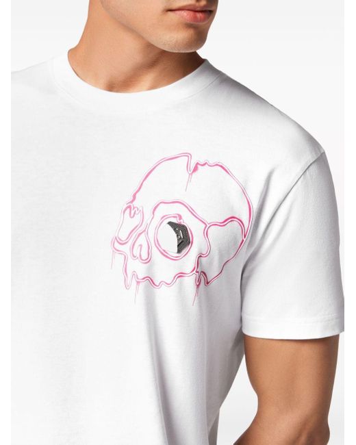Camiseta Dripping Skull Philipp Plein de hombre de color White