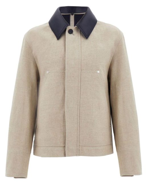 Ferragamo Natural Single-breasted Linen Jacket for men