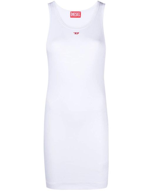 Vestido corto con logo bordado DIESEL de color White