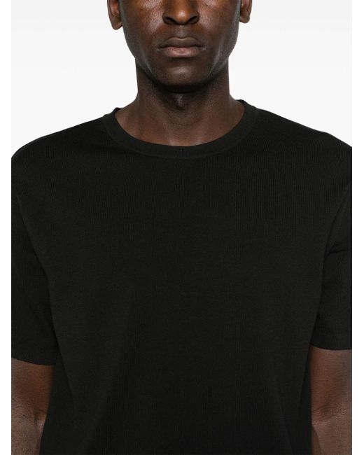 Dondup Black Logo-embroidered Fine-knit T-shirt for men