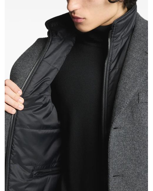Fay Gray Herringbone-Pattern Double Coat for men