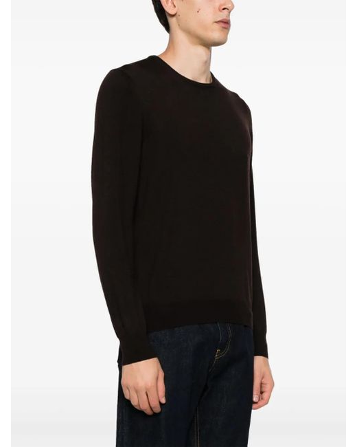 Fileria Black Crew-Neck Virgin Wool Jumper for men