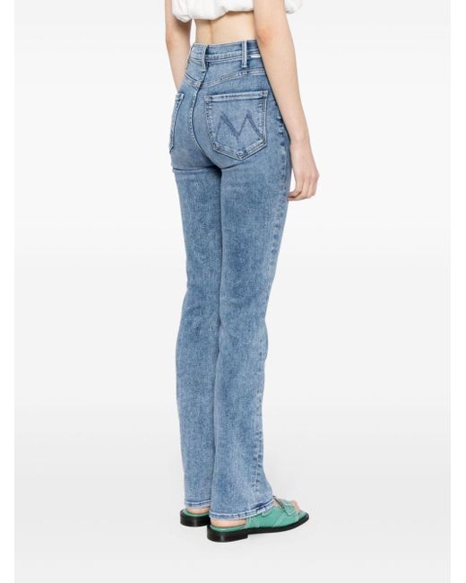 Mother Hustler Sneak High Waist Jeans Met Toelopende Pijpen in het Blue