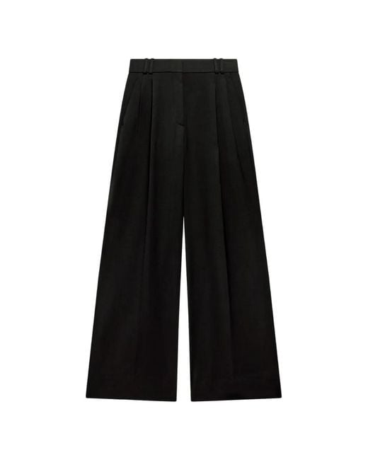 Another Tomorrow Black High-Waisted Pleated Trousers