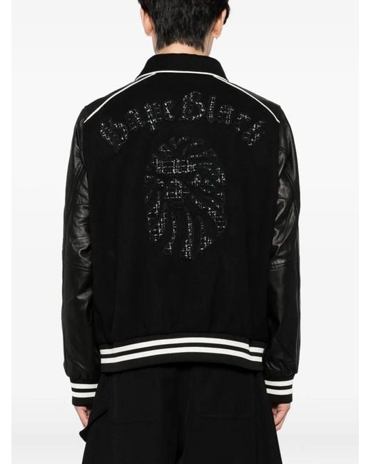 A Bathing Ape Black Logo-Varsity Jacket for men