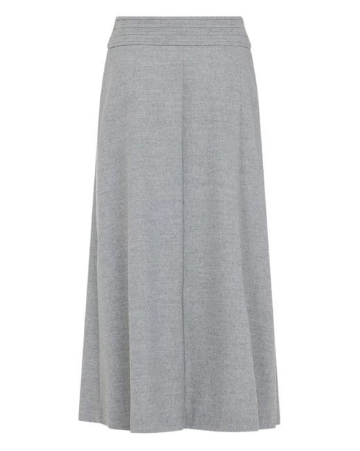 Peserico Gray Wool Midi Skirt