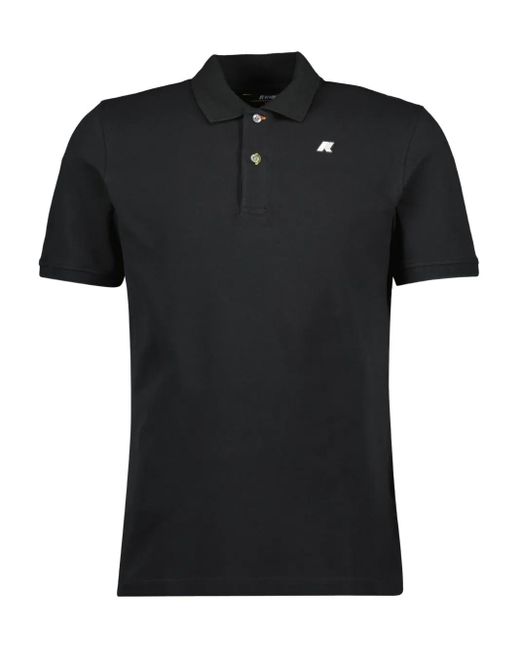 K-Way Black Two-Button Pique Polo Shirt for men