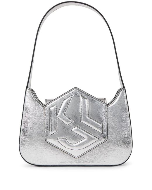 Bolso de hombro con monograma Hexagon Karl Lagerfeld de color Gray