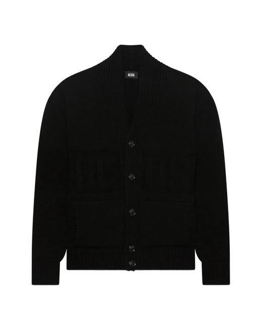 Gcds Black Shawl-Collar Buttoned Cardigan for men